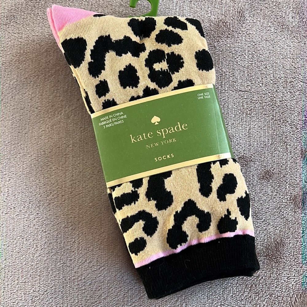 Kate Spade NY floral and leopard Crew Socks